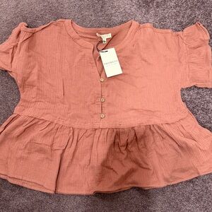 Promesa Girls' Dusty Rose Peplum Button-Up Top